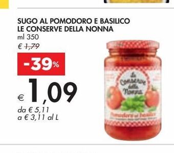 Sugo al pomodoro e basilico le conserve della nonna
