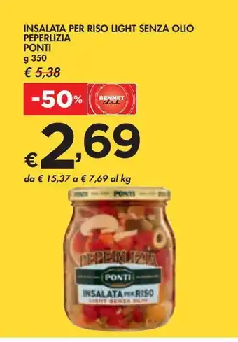 Bennet Insalata per riso light senza aolio peperlizia ponti g 350 offerta