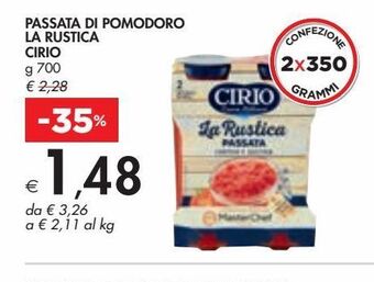 Bennet Passata di pomodoro la rustica cirio g 700 offerta