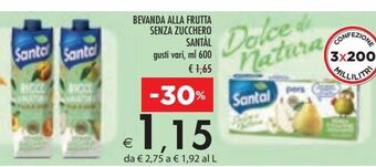 Bennet Bevanda alla frutta senza zucchero santal ml 600 offerta