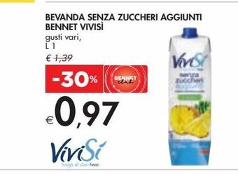 Bennet Bevanda senza zuccheri aggiunti bennet vivisi offerta