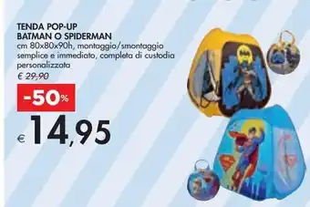 Bennet Tenda pop- up batman o spiderman offerta