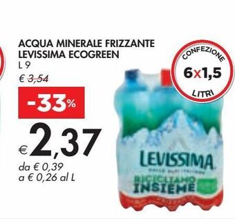 Bennet Acqua minerale frizzante levissima ecogreen l 9 offerta