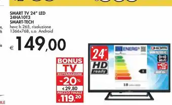 Smart tv led 24'' led 24ha10t3 smart- tech