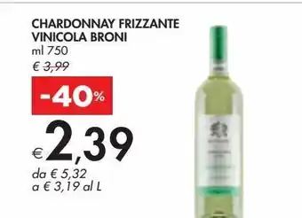 Bennet Chardonnay frizzante vinicola broni ml 750 offerta