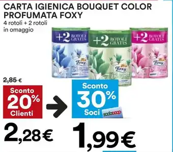 Foxy Carta Igienica Bouquet Color Profumata 4 rotoli + 2 rotoli in omaggio