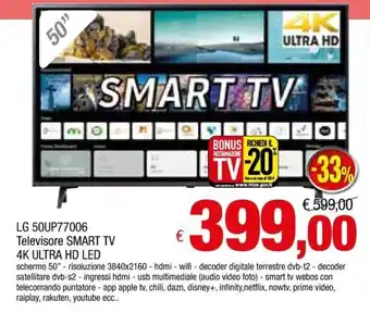 Famila LG 50UP77006 Televisore Smart TV 4K Ultra HD Led offerta