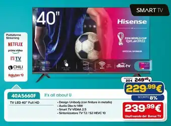 Hisense tv led 40" full hd