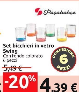 Carrefour Iper Set bicchieri in vetro swing offerta