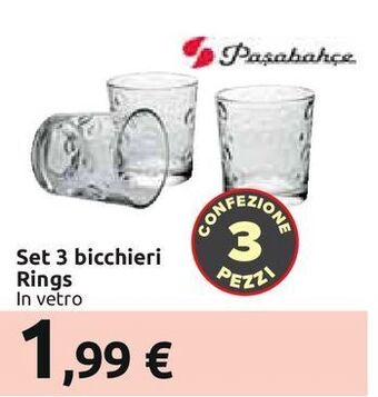 Carrefour Iper Set 3 bicchieri rings offerta