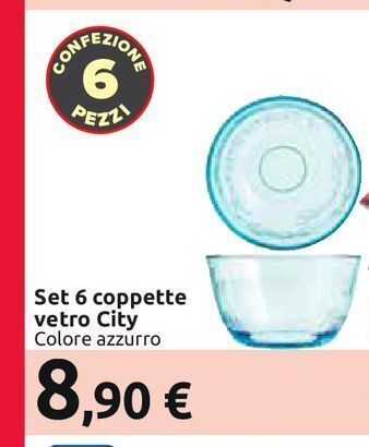 Carrefour Iper Set 6 coppette vetro city offerta