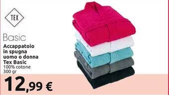 Accappatoio in spugna uomo o donna tex basic