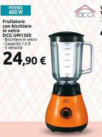 Frullatore con bicchiere in vetro dcg um1350