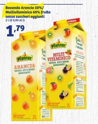 In'S Mercato Bevanda Arancia 50%/Multivitaminico 60% Frutta senza zuccheri aggiunti 2 l offerta
