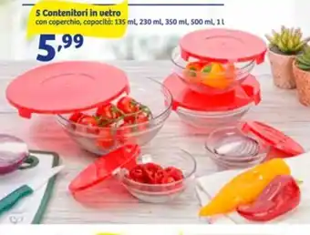 In'S Mercato 5 Contenitori in vetro 135 ml, 230 ml, 350 ml, 1 l offerta
