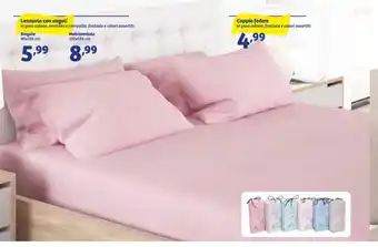 Lenzuolo con angoli, Singolo 90x195 cm, Matrimoniale 170x195 cm, Coppia federe