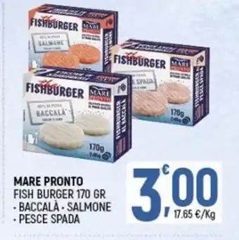 Mare Pronto Fish Burger 170 gr Baccalà - Salmone - Pesce Spada
