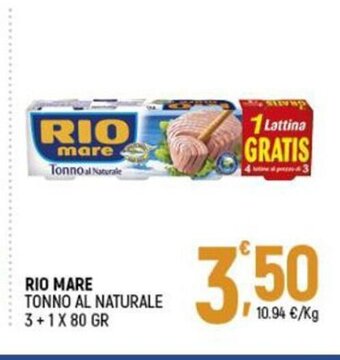 Ottimo Market Rio Mare Tonno Al Naturale 3+1 x 80 gr offerta