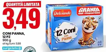 Eurospin Dolciando Coni Panna 12 pz 900 g offerta