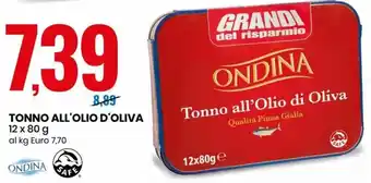 Eurospin Ondina Tonno All'Olio D'Oliva 12x80 g offerta
