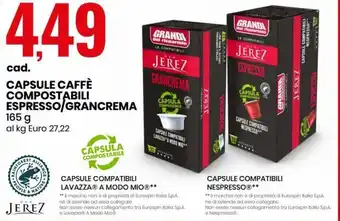 Eurospin Don Jerez Capsule Caffè Compostabili Espresso/Grancrema 165 g offerta
