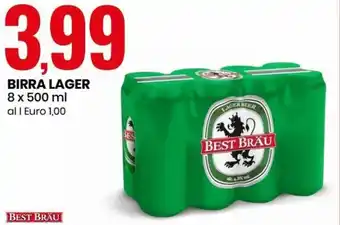 Eurospin Best Bräu Birra Lager 8x500 ml offerta