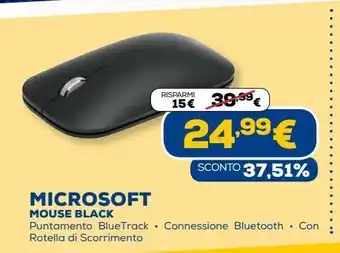 Euronics Microsoft mouse black offerta