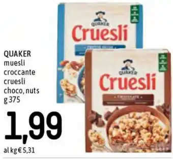 Famila Quaker Muesli Croccante Cruesli Choco, Nuts g 375 offerta