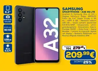 Euronics Samsung smartphone a 32 4g lte offerta