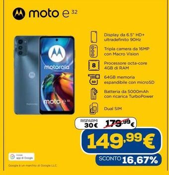 Euronics Motorola moto e32 offerta