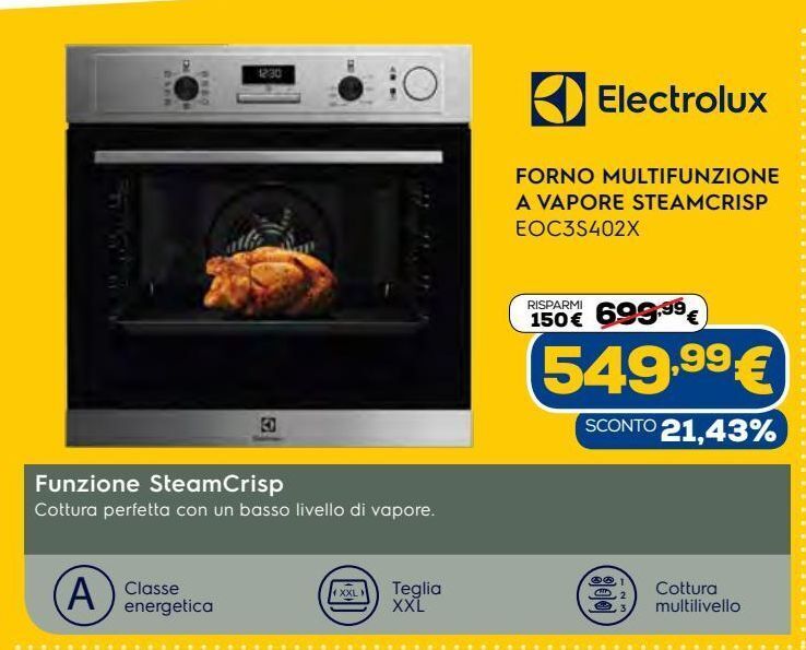 Electrolux forno multifunzione a vapore steamcrisp offerta di Euronics