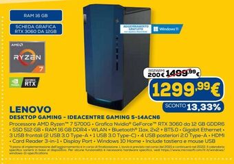 Euronics Lenovo desktop gaming offerta