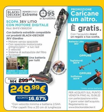 Euronics Black & decker scopa 36v litio con motore digitale offerta