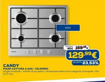 Euronics Candy piano cottura a gas offerta