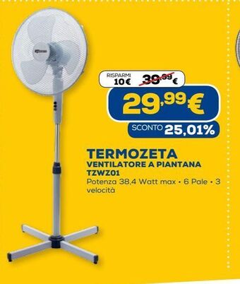 Euronics Termozeta ventilatore a piantana offerta