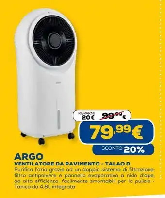Euronics Argo ventilatore da pavimento offerta