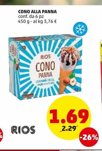 PENNY Cono alla panna conf. da 6pz 450g offerta