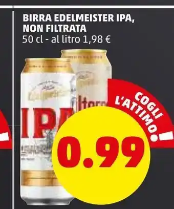 PENNY Birra edelmeister ipa, non filtrata 50cl offerta