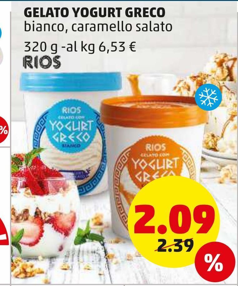 Gelato yogurt greco bianco, caramello salato 320g offerta di PENNY