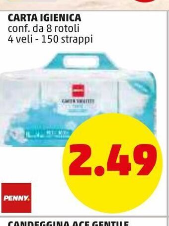 PENNY Carta igienica conf. da 8 rotoli 4 veli -150 strappi offerta