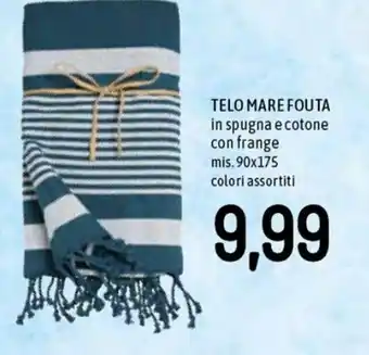 Famila Telo Mare Fouta In Spugna E Cotone Con Frange mis. 90 x 175 offerta