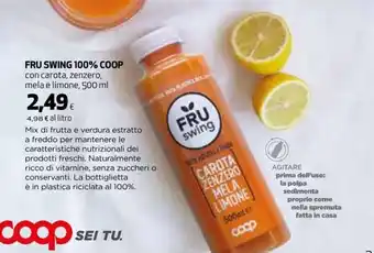 Ipercoop Fru Swing 100% Coop Con Carota, Zenzero, Mela e Limone, 500 ml offerta