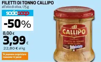 Ipercoop Filetti di Tonno Callipo All'Olio Di Oliva 175 g offerta