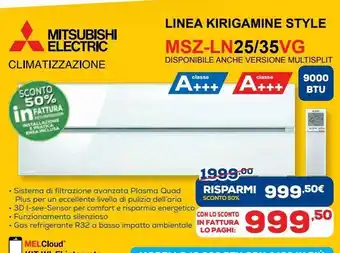 Euronics Mitsubishi electric climatizzazione offerta