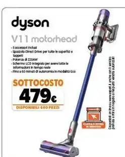 Domex Expert Dyson v11 motorhead -5 accesso inclus spazzola direct drive per tutte le superfici tappeti potenza d 220aw -schermo lcd offerta