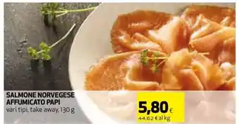 Ipercoop Salmone Norvegese Affumicato Papi 130g offerta