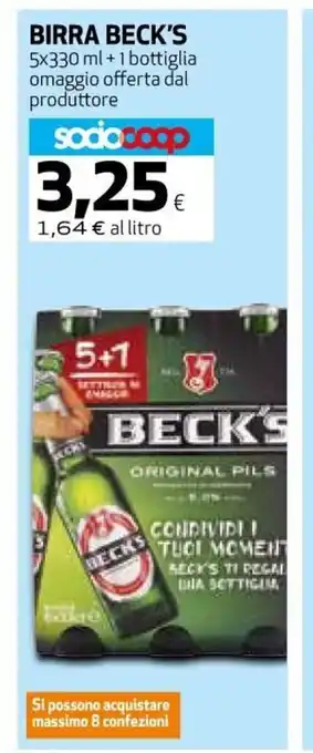 Ipercoop Birra Beck;s 5 x 330 ml + 1 bottiglia omaggio offerta dal produttore offerta