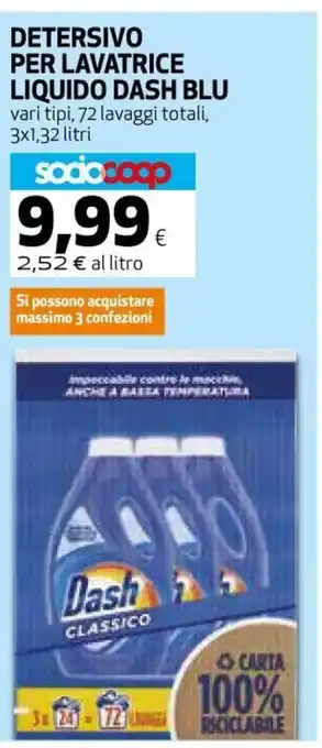 Ipercoop Detersivo Per Lavatrice Liquido Dash Blu 3 x 1, 32 litri offerta