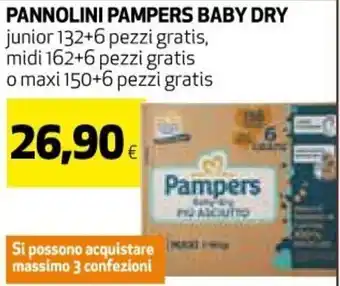Ipercoop Pampers Baby Dry Pannolini junior 132+6 pezzi gratis offerta