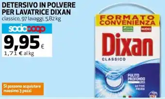 Ipercoop Dixan Detersivo In Polvere Per Lavatrice 97 lavaggi 5,82 kg offerta